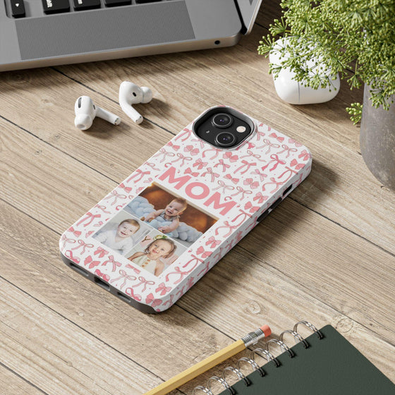 Personalized Mom Photo Collage Phone Case - Bow Design -PC015