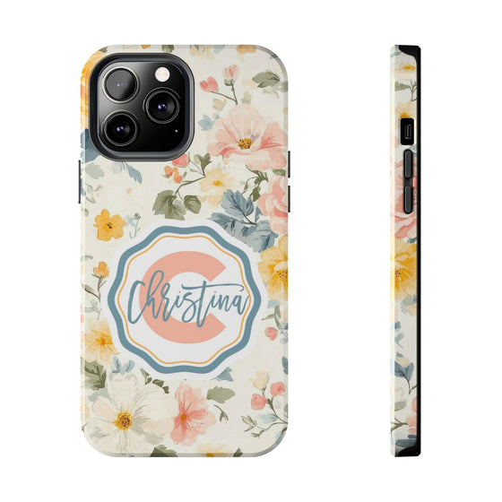 Personalized Floral Tough Phone Case - Customized with Name | Durable Protection - PC013