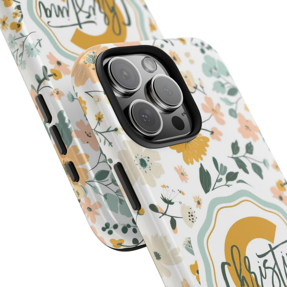 Personalized Floral Tough Phone Case - Custom Name Design - PC007