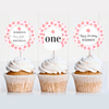 Editable Berry First Birthday Cupcake Toppers Strawberry BF03