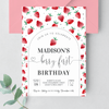 Editable Berry First Birthday Invitation Strawberry BF23