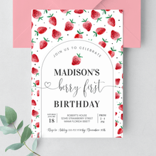  Editable Berry First Birthday Invitation Strawberry BF23