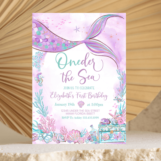 Editable Oneder the Sea Mermaid Invitation M401