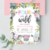 Editable Four Ever Wild Birthday Invitation S204