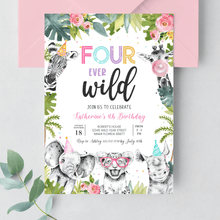  Editable Four Ever Wild Birthday Invitation S204