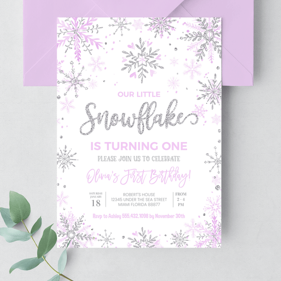 Editable Winter Onederland Birthday Invitation SN03