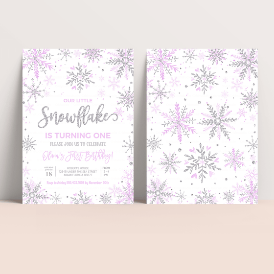 Editable Winter Onederland Birthday Invitation SN03