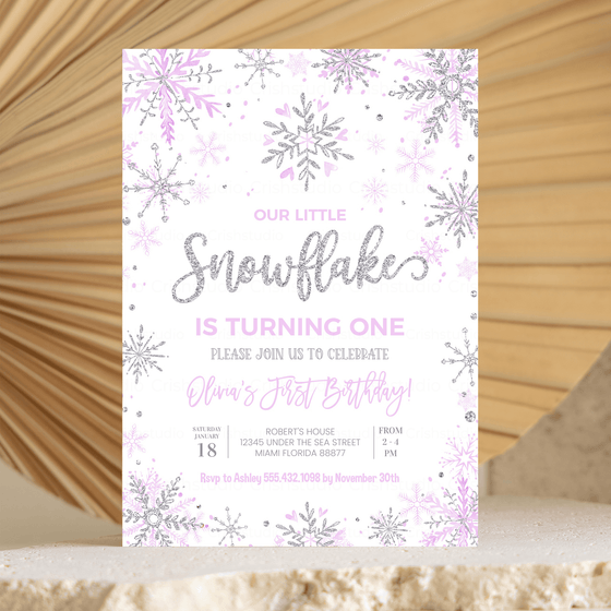 Editable Winter Onederland Birthday Invitation SN03
