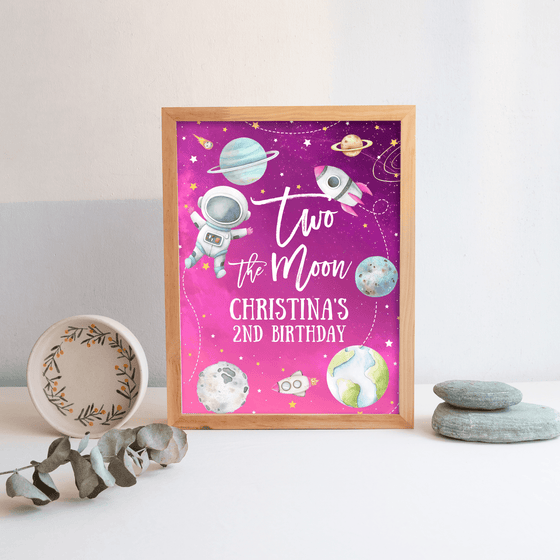 Editable Two The Moon Welcome Sign TM02