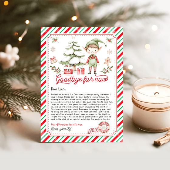 Editable Elf Goodbye letter ELF206